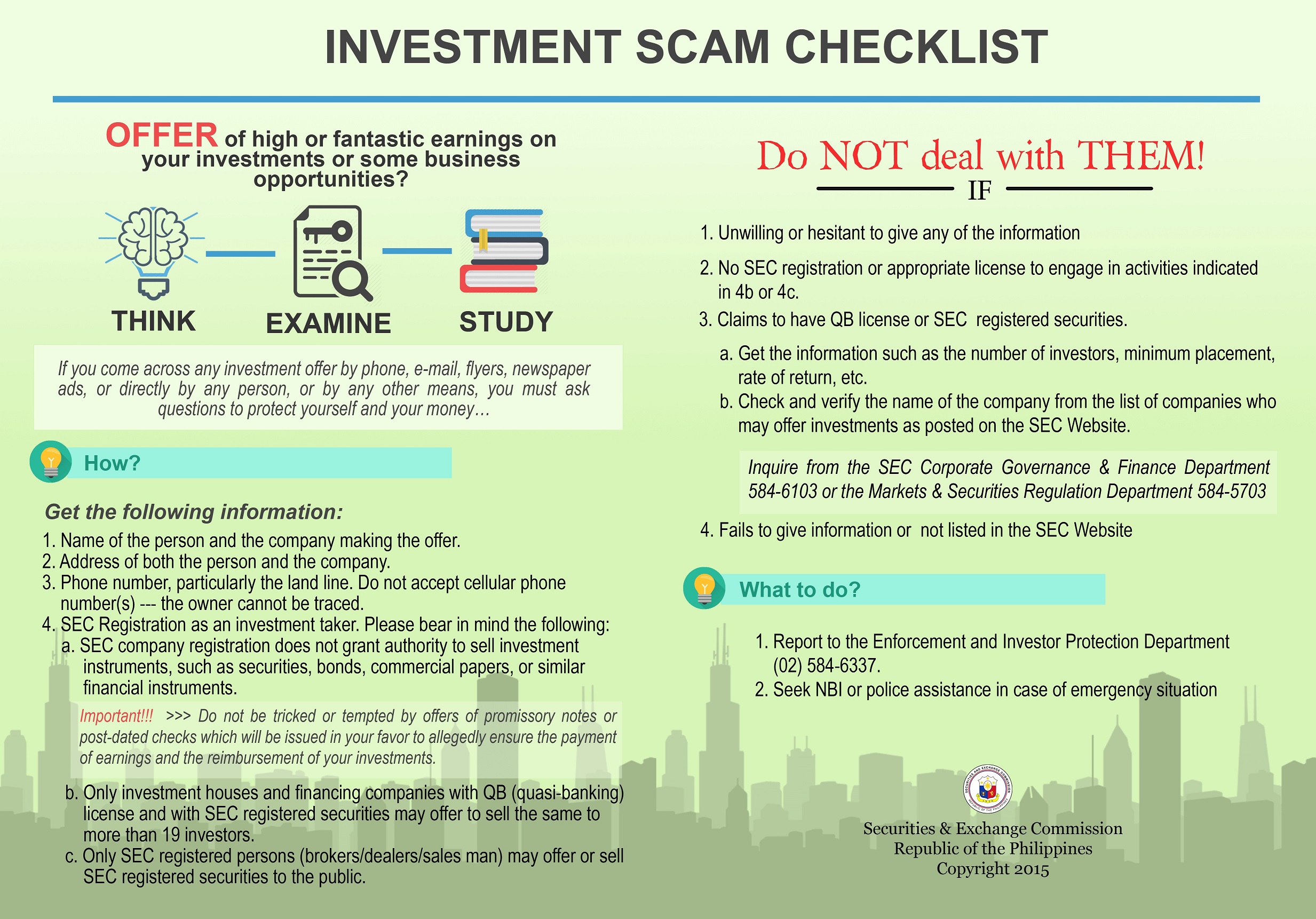 Investment Scam Checklist