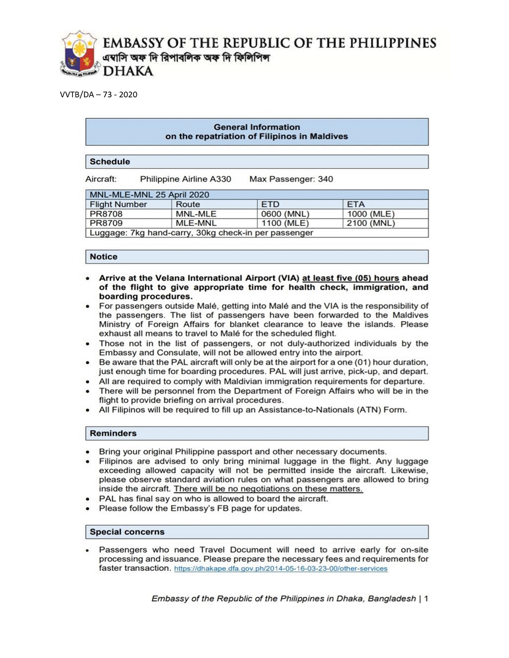 General Info on the Repatriation of Fils in MV 1