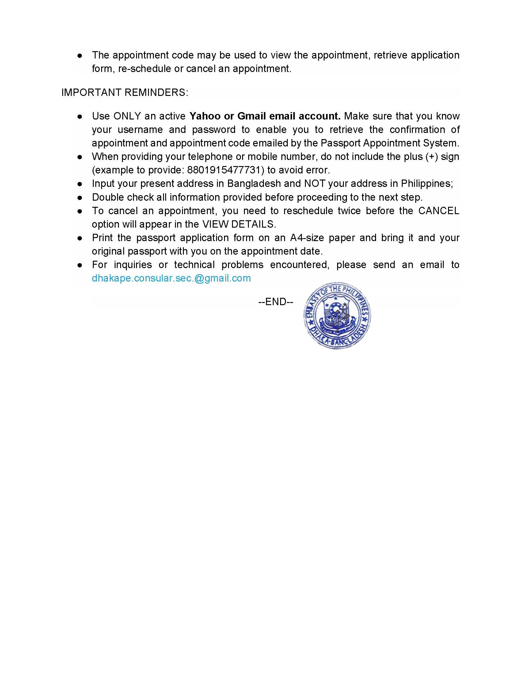 LCV DA 105 2021 Announcement Passport Global Online Appointment System GOAS Page 2