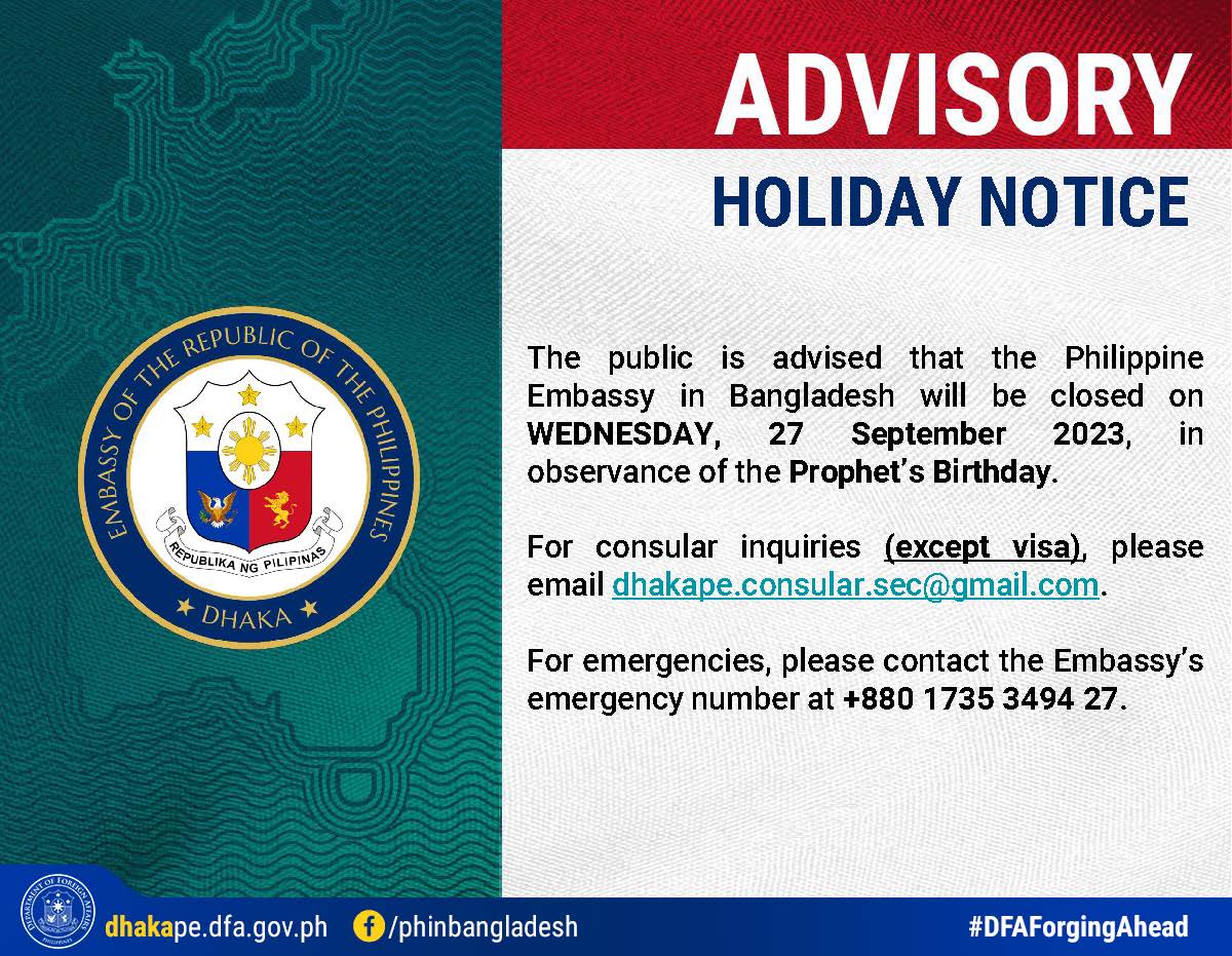 Embassy Closure September 2023 holiday