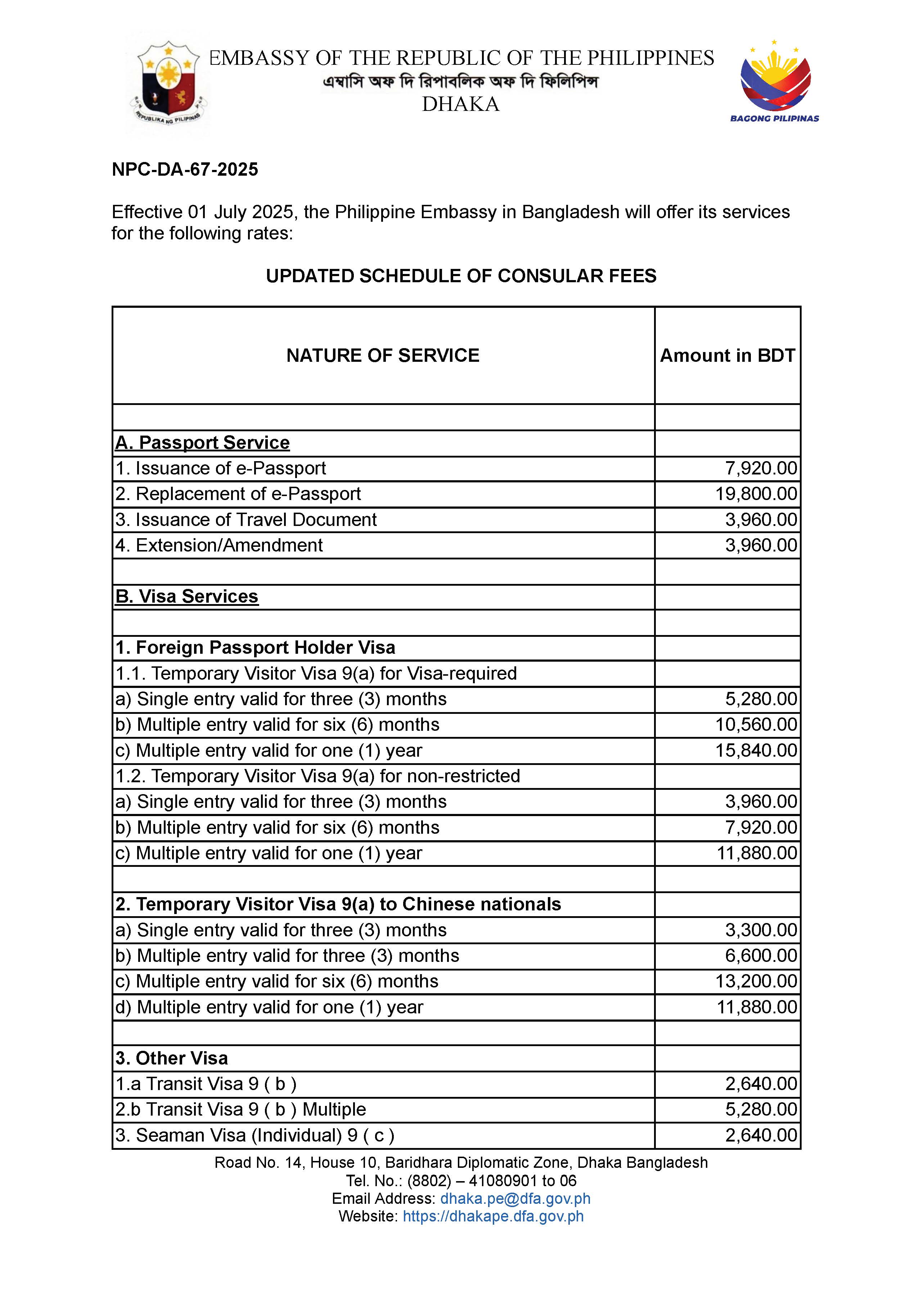 NPC DA 67 2025 Updated Schedule of Collection Rate Page 1